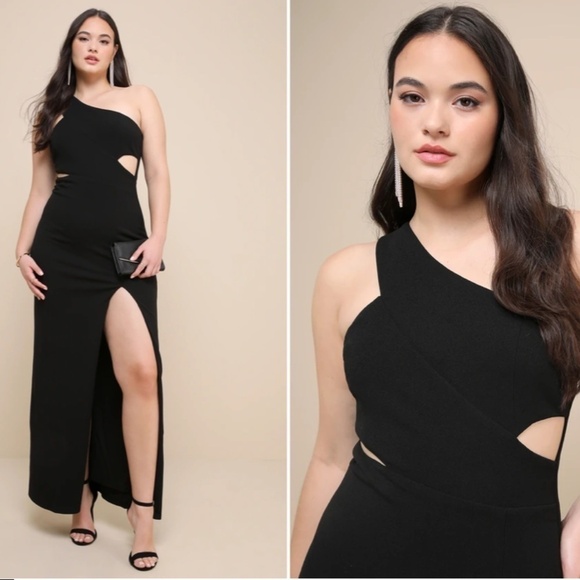 LULU's Sexy Prom Wedding Bridesmaid One Shoulder Chic Mermaid Maxi Dress - Picture 5 of 6